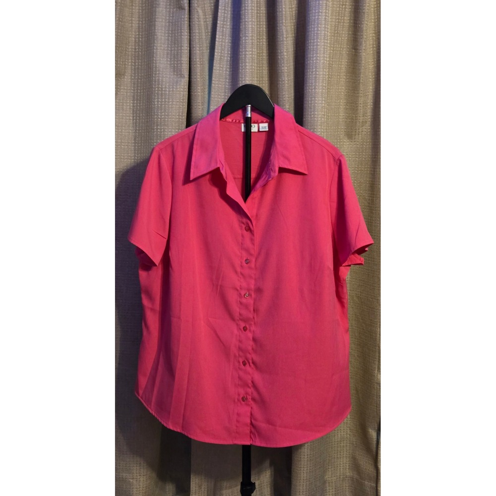 Cato Short Sleeve Button‎ Up Blouse Women's Size 18/20W Pink Spandex Blend